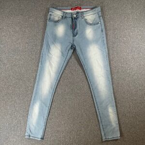 AL.JOLSON Women Light Wash Skinny Jeans Y2K Denim Pants Size 33 Faded Stretch